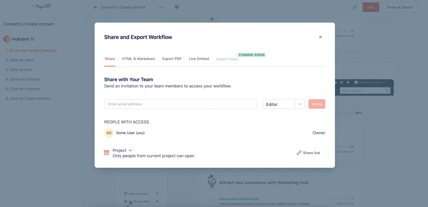 Sharing a customer service training manual in MagicHow