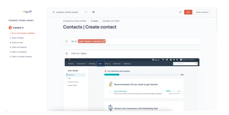 MagicHow creating a structured employee training manual with automatically generated step-by-step workflow documentation