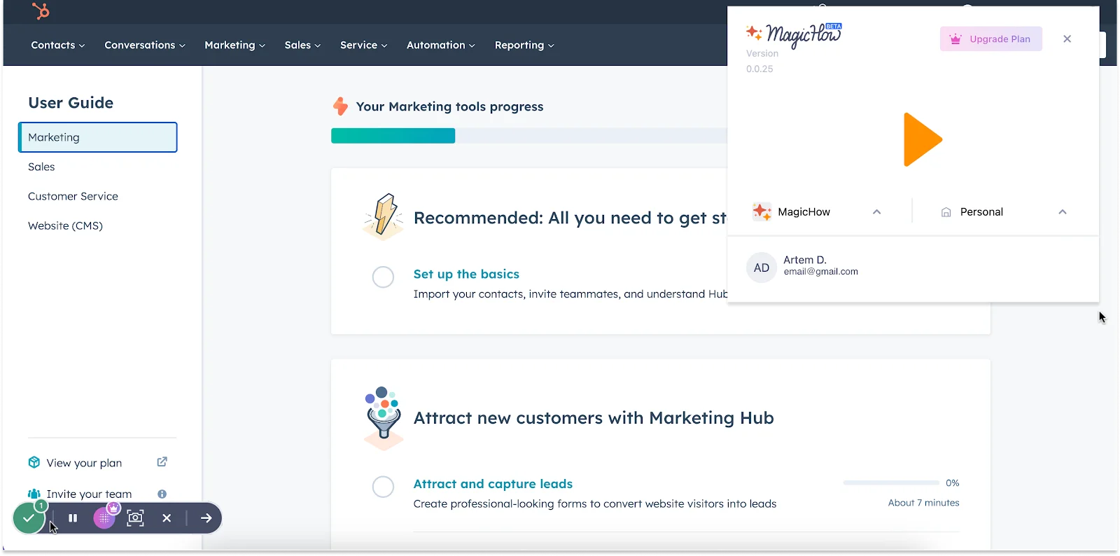 MagicHow browser extension recording a step-by-step process