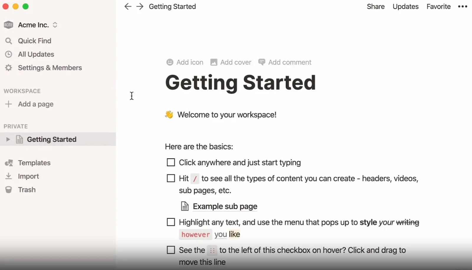 Notion internal knowledge base software
