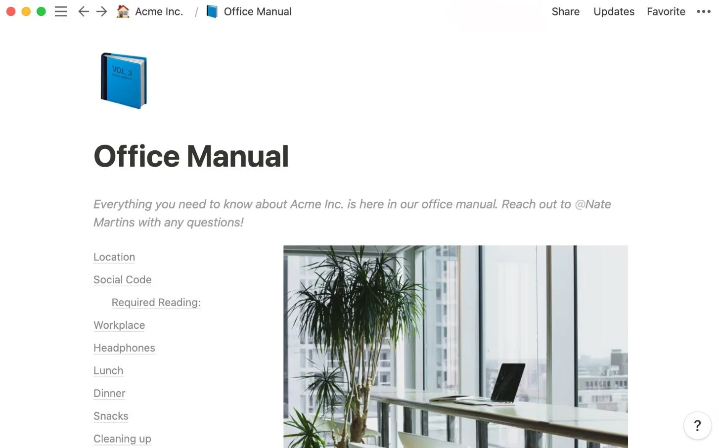 Notion internal knowledge bases example