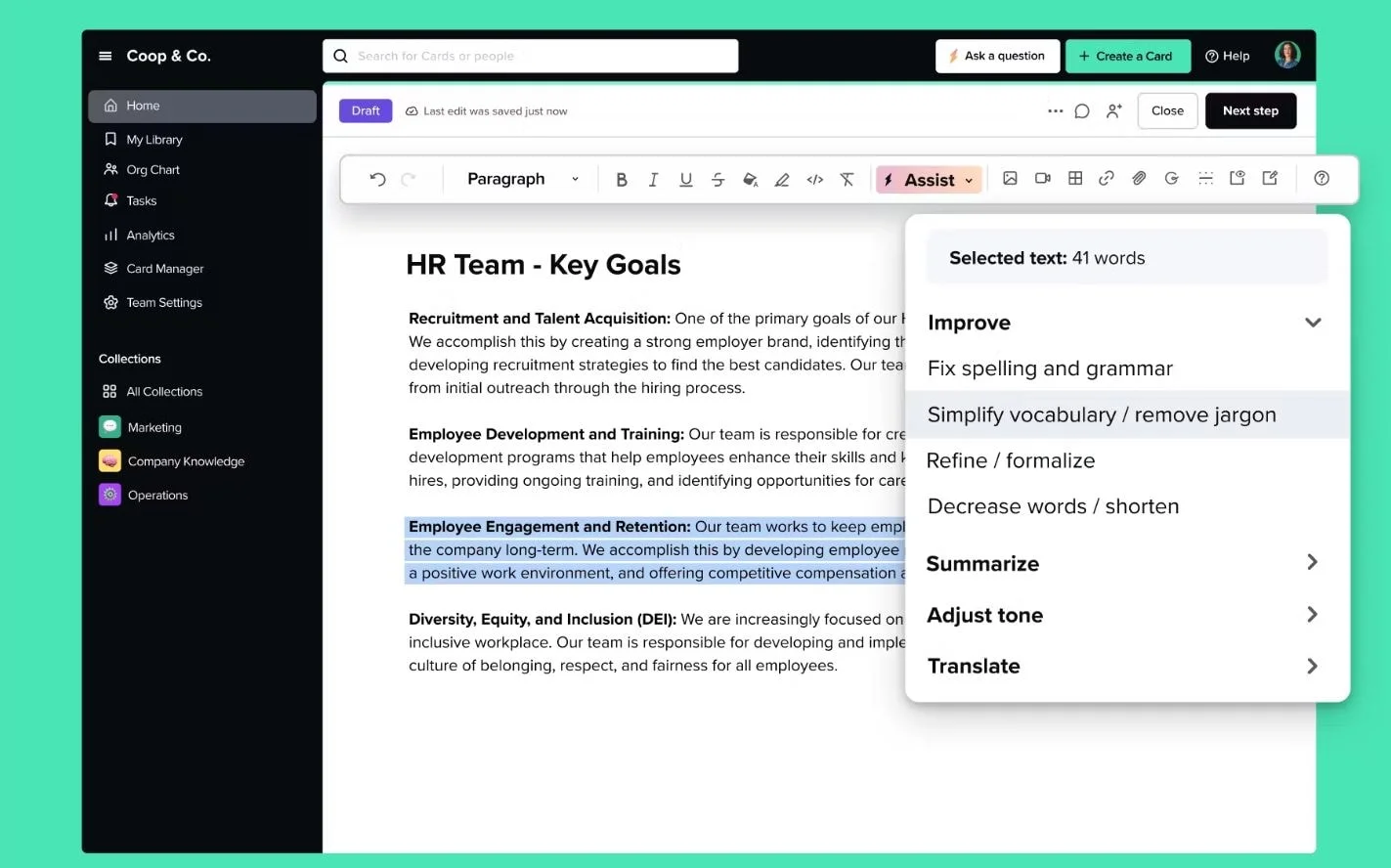Guru knowledge management software dashboard