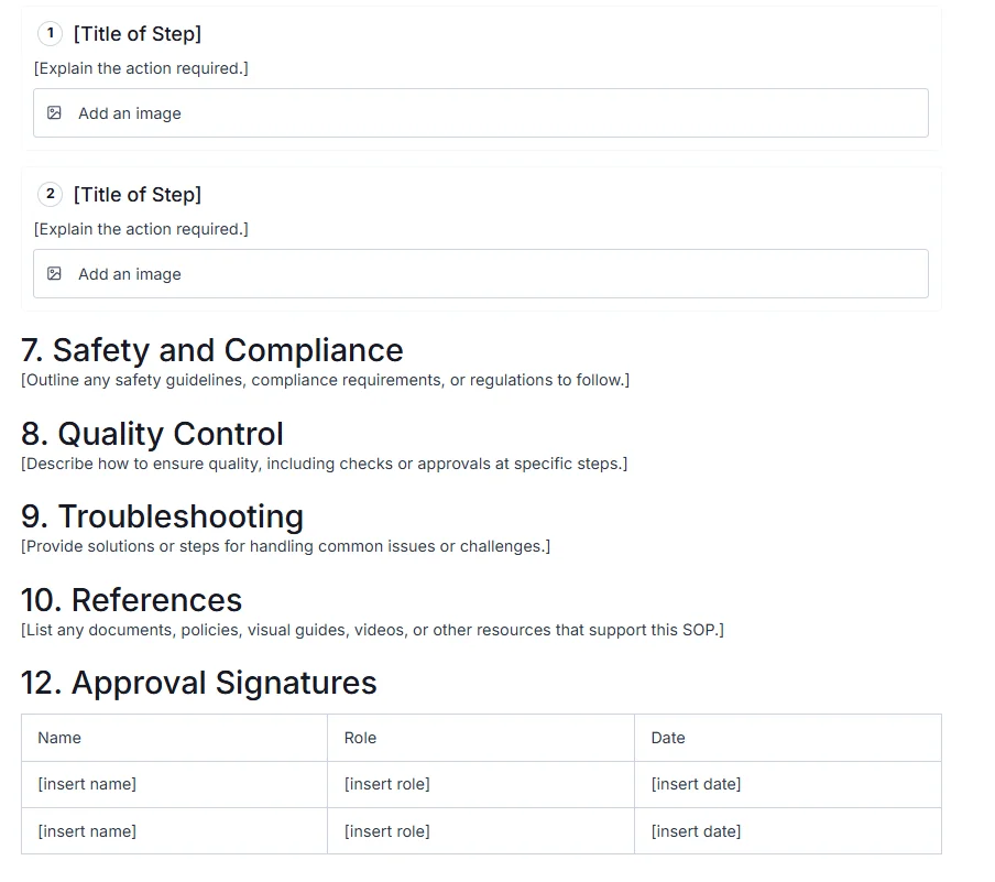 Standard Operating Procedure template second path