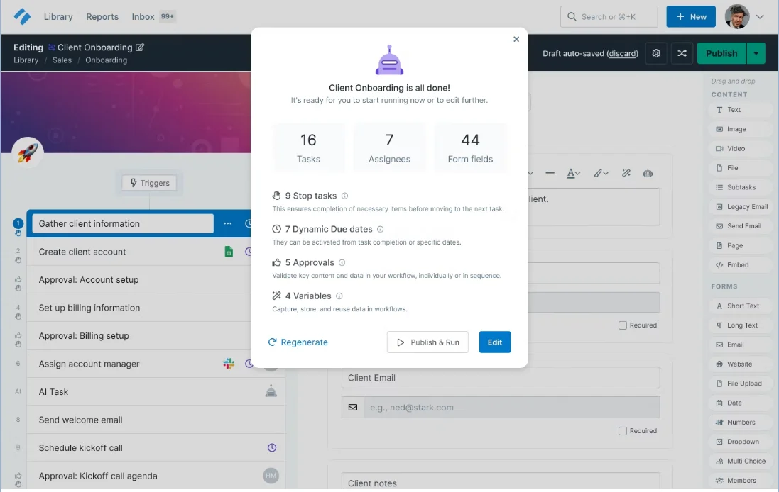 Process Street document interface