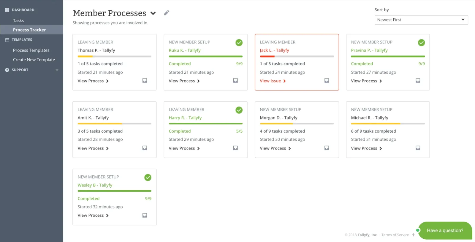 Tallyfy lets users manage tasks and organize work with its process tracker and ready-to-use templates