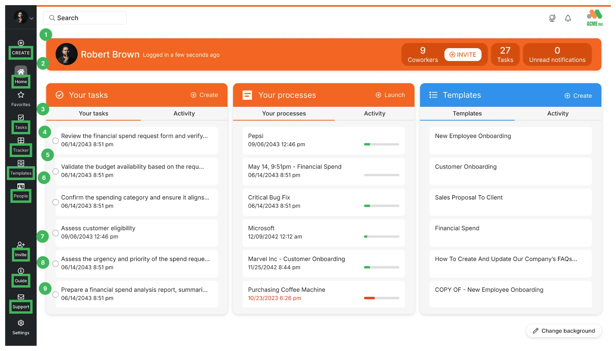 Tallyfy pro Trainful alternative dashboard